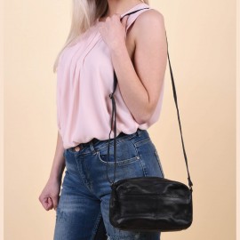 Poseta dama pieces, piele naturala, neagra