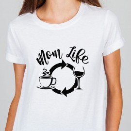Tricou "Mom Life -Coffee -Wine-Repeat"